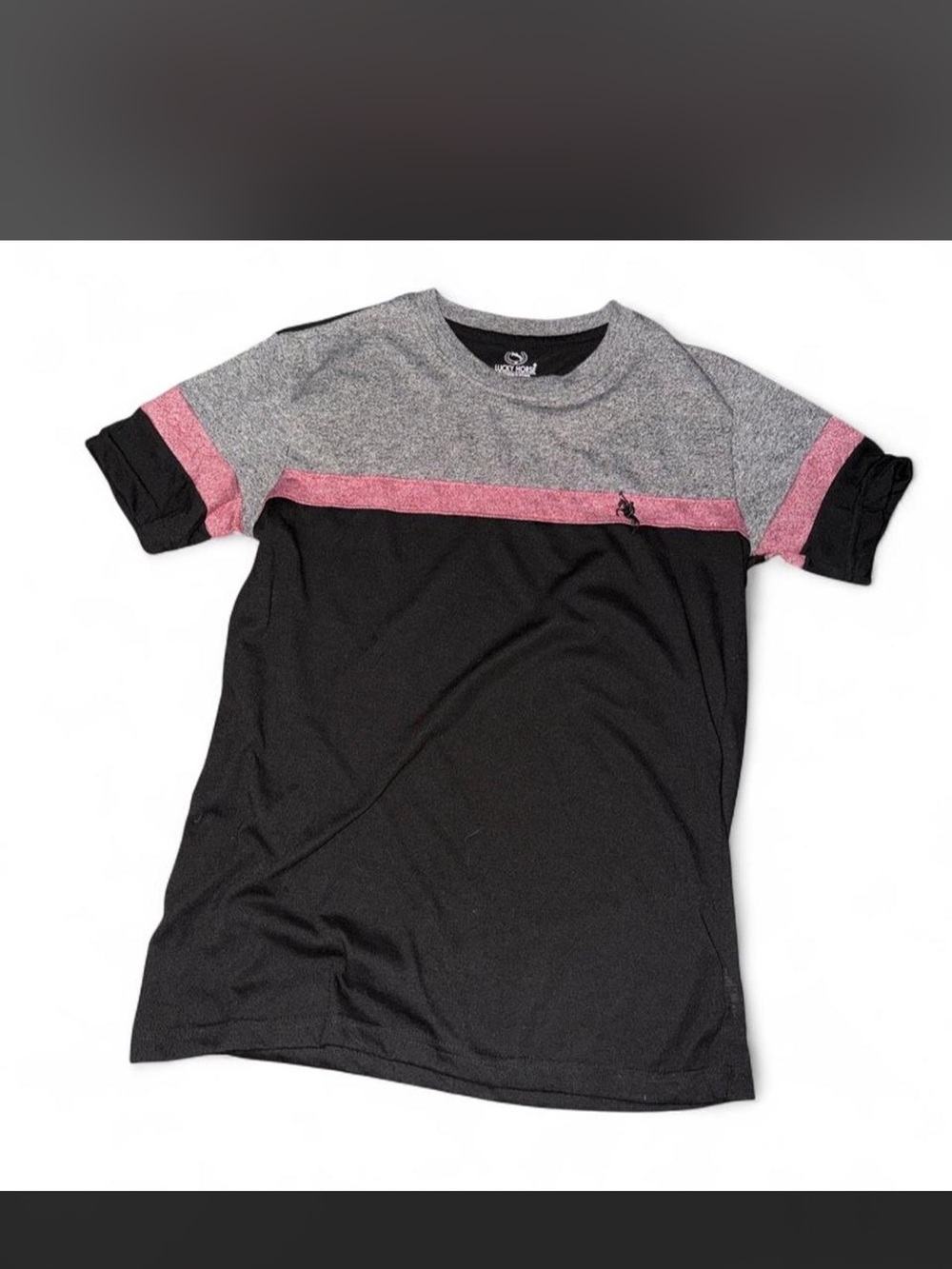 Lucky Horse grey and black short  sleeve shirt Size S #skater